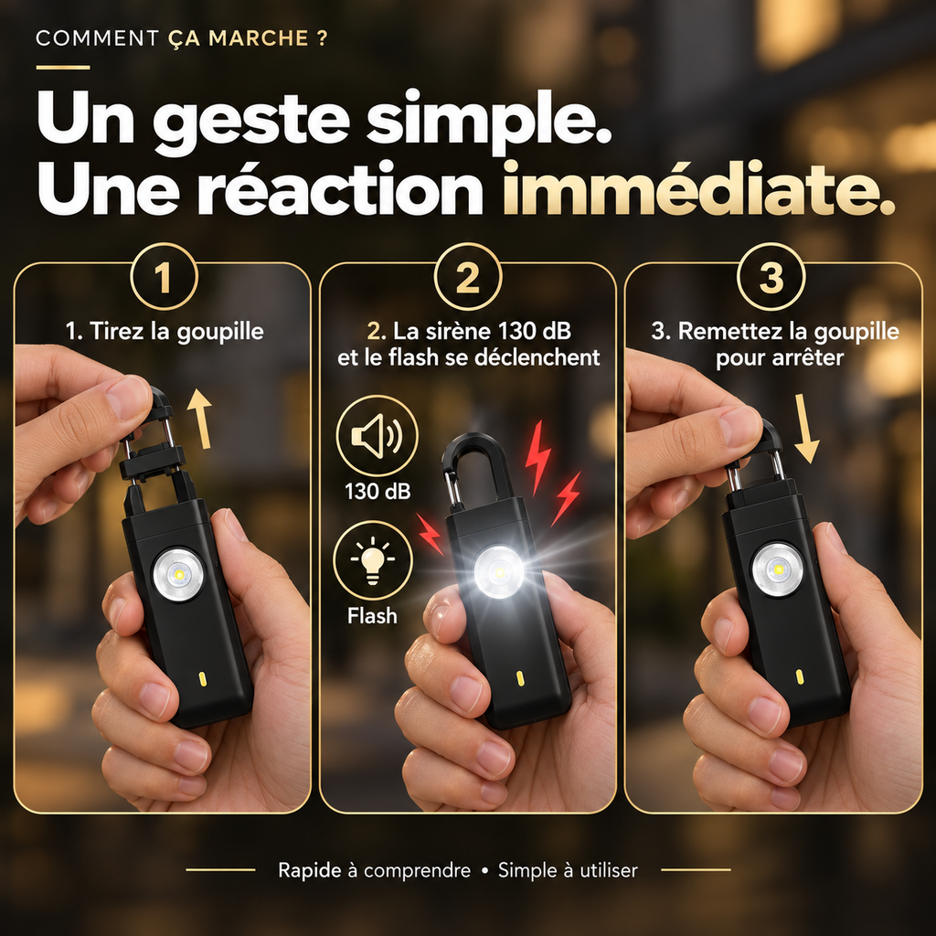 The Pitbullz One - Alarme personnelle portable : Un geste pour alerter, une tranquillité d'esprit pour petits et grands assurée